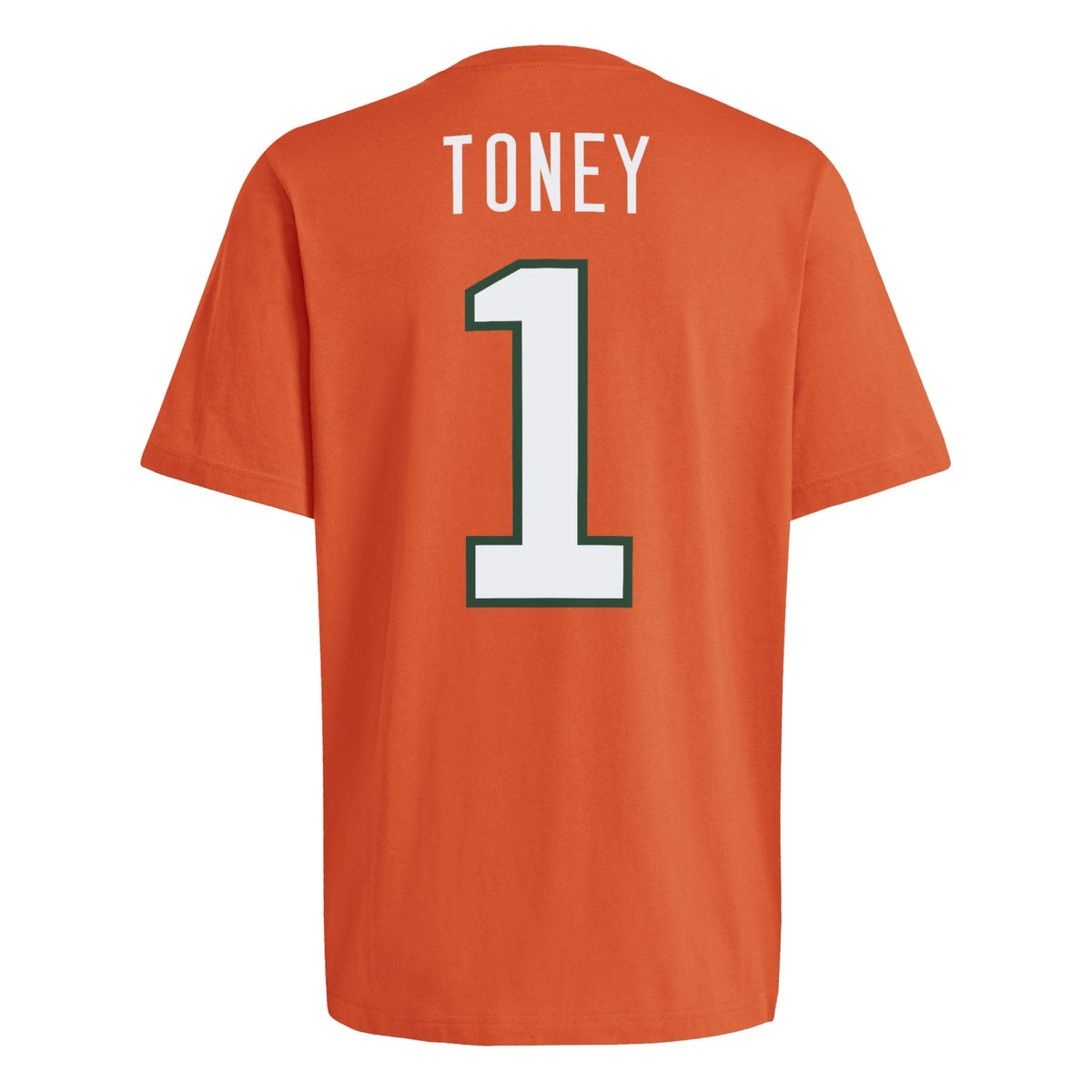 adidas Miami Hurricanes Orange Malachi Toney #1 T-Shirt