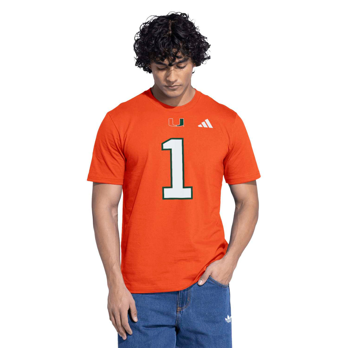adidas Miami Hurricanes Orange Malachi Toney #1 T-Shirt