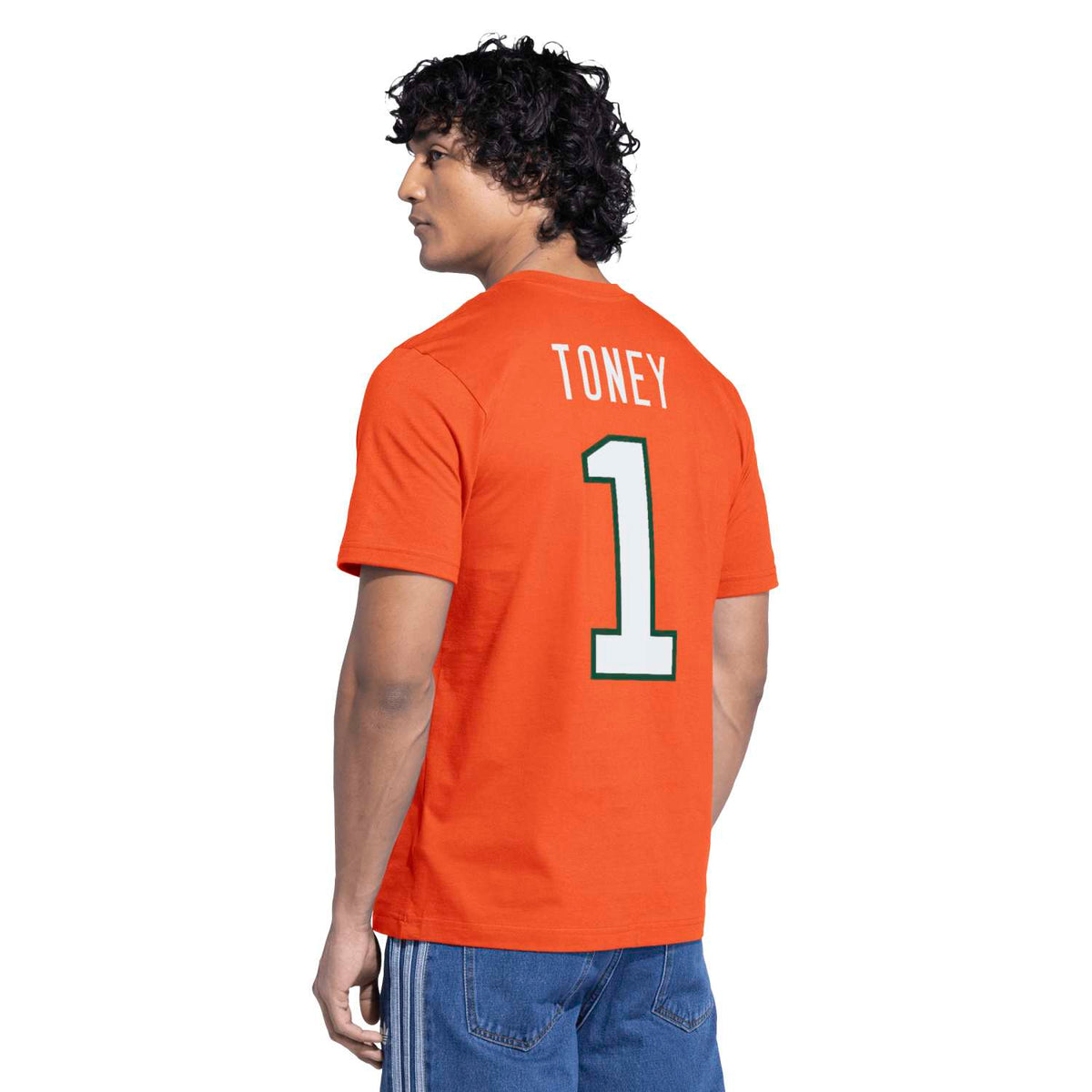 adidas Miami Hurricanes Orange Malachi Toney #1 T-Shirt