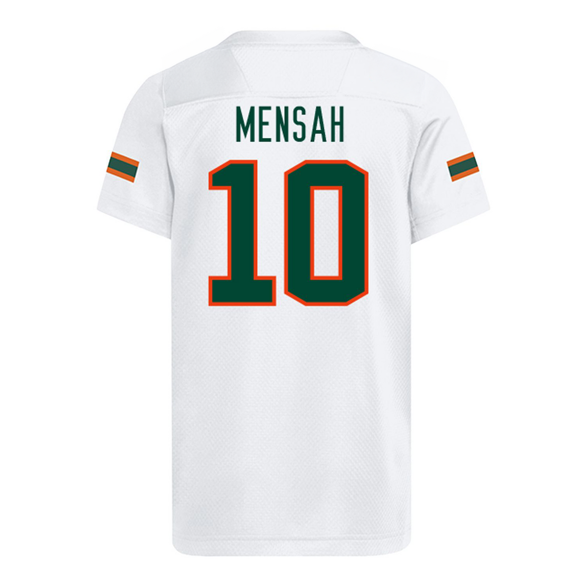adidas Miami Hurricanes Youth #10 Darian Mensah Student Athlete White Football Jersey
