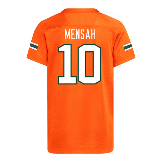 adidas Miami Hurricanes Youth #10 Darian Mensah Student Athlete Orange Football Jersey