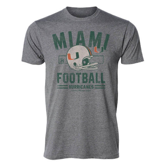 FloGrown Miami Hurricanes Grey Retro Football Helmet T-Shirt