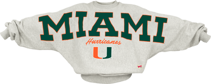 Pressbox Miami Hurricanes Women's Ash Flannigan Crew Sweatshirt