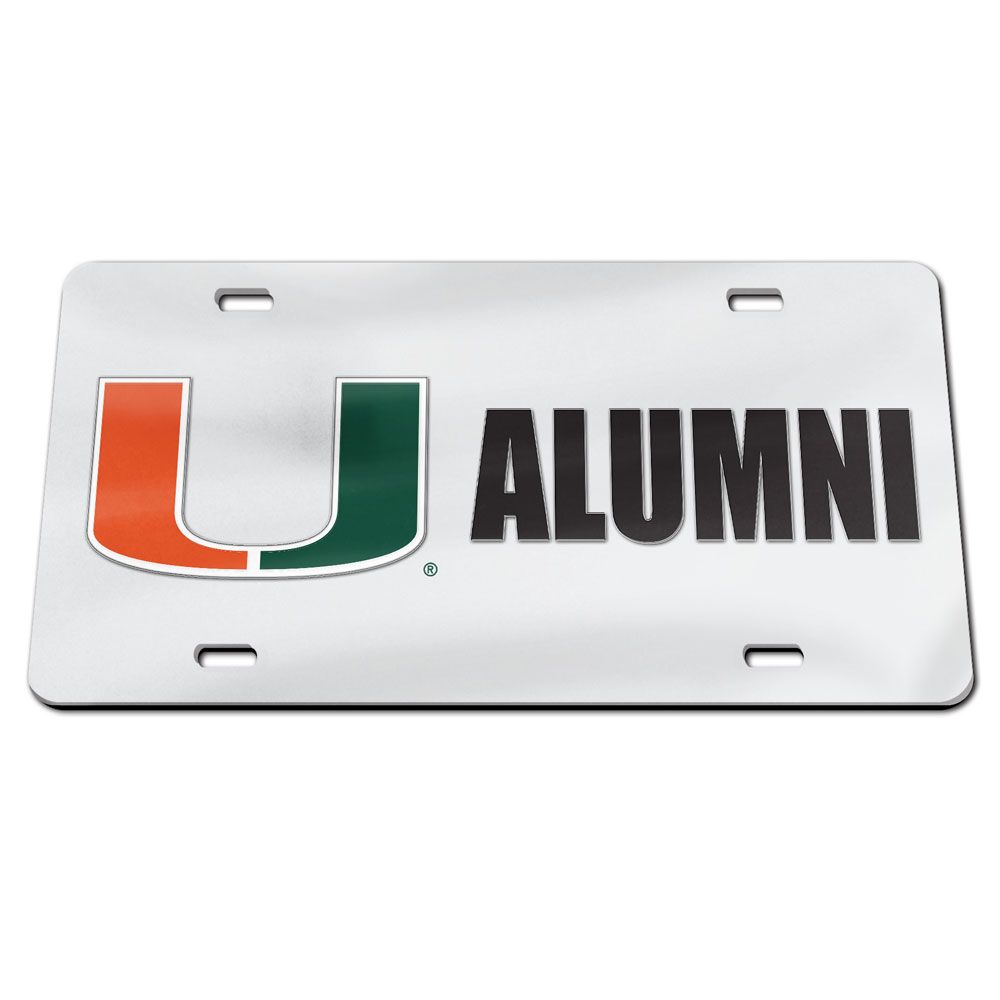 WinCraft Miami Hurricanes Silver U Alumni Acrylic License Plate