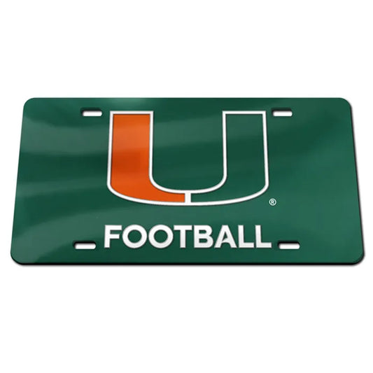 WinCraft Miami Hurricanes Green UFootball Logo License Plate