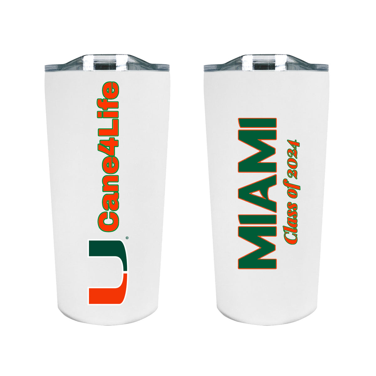 University of Miami White Cane4Life 18oz Soft Touch Tumbler