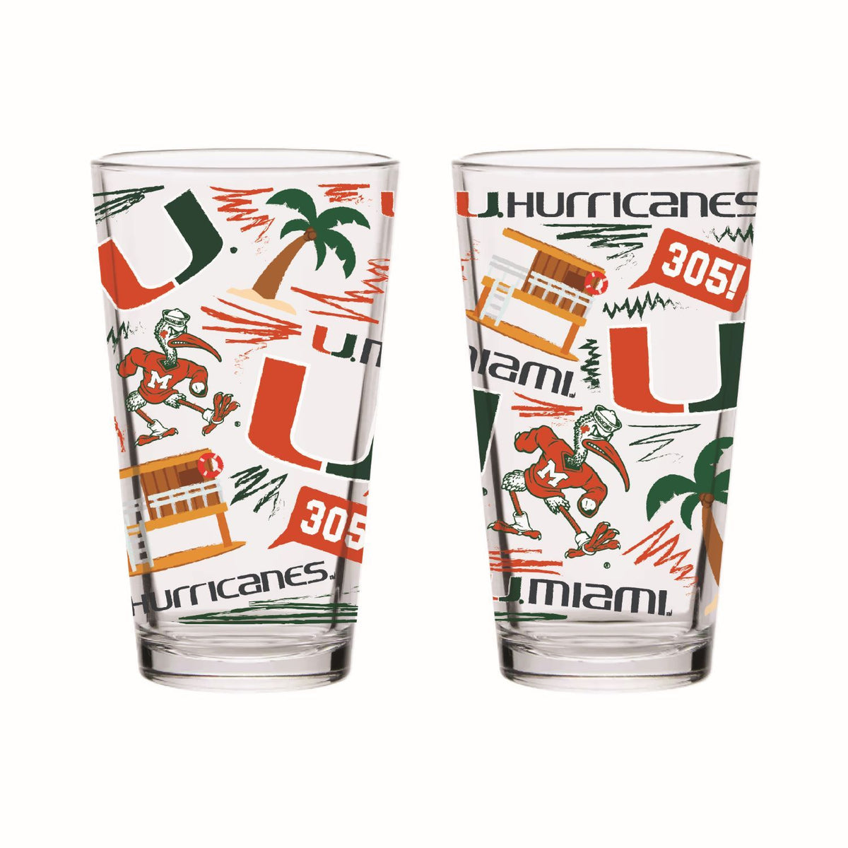 Indigo Falls Miami Hurricanes Local 16oz Pint Glass