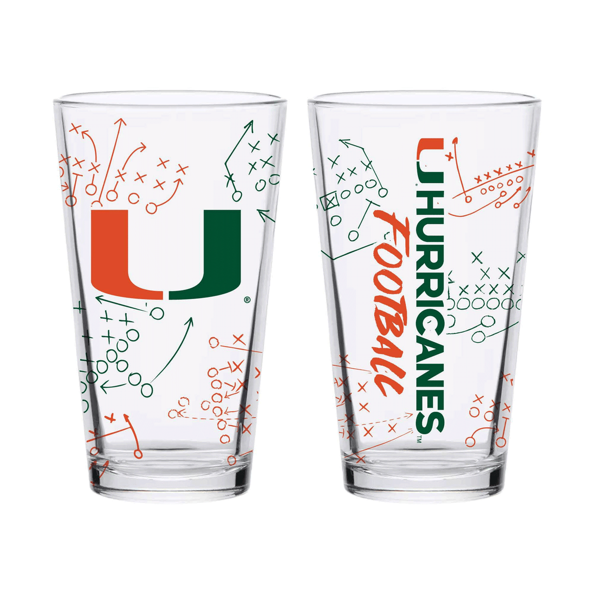 Indigo Falls Miami Hurricanes Playbook 16oz Pint Glass