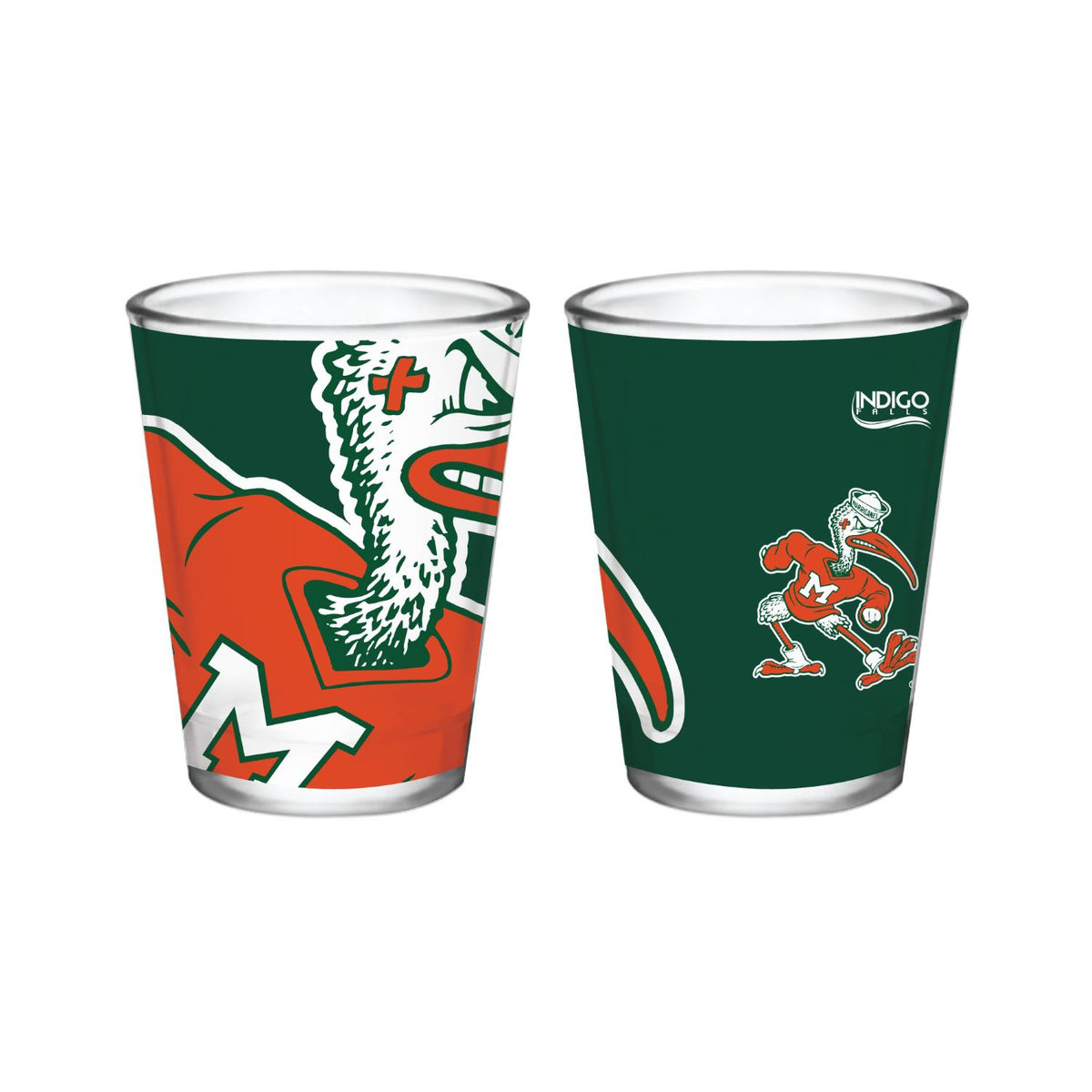 Indigo Fallls Miami Hurricanes Sublimated 2oz Sebastian Shot Glass