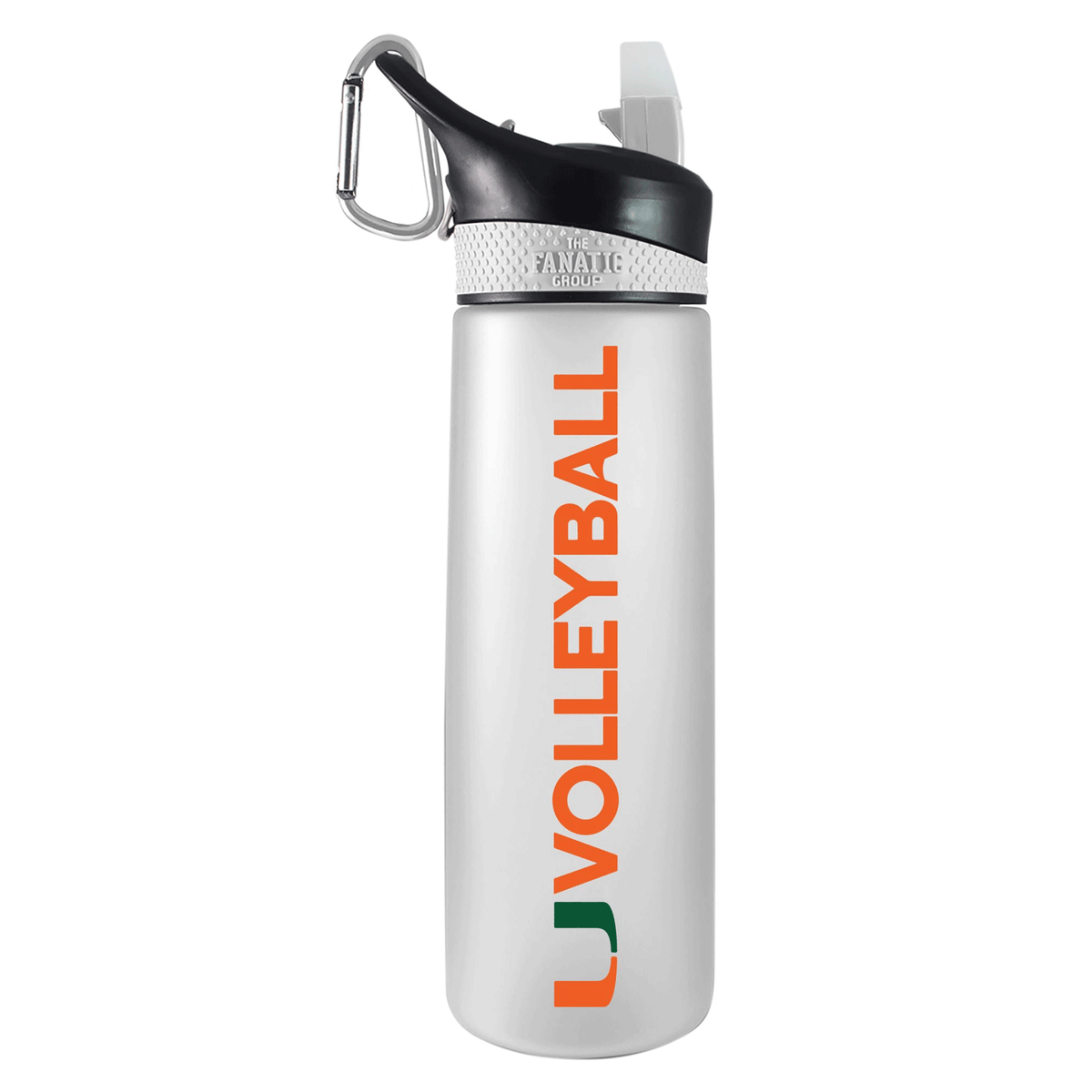 The Fanatic Group Miami Hurricanes UVolleyball 24oz Frosted Tritan White Bottle