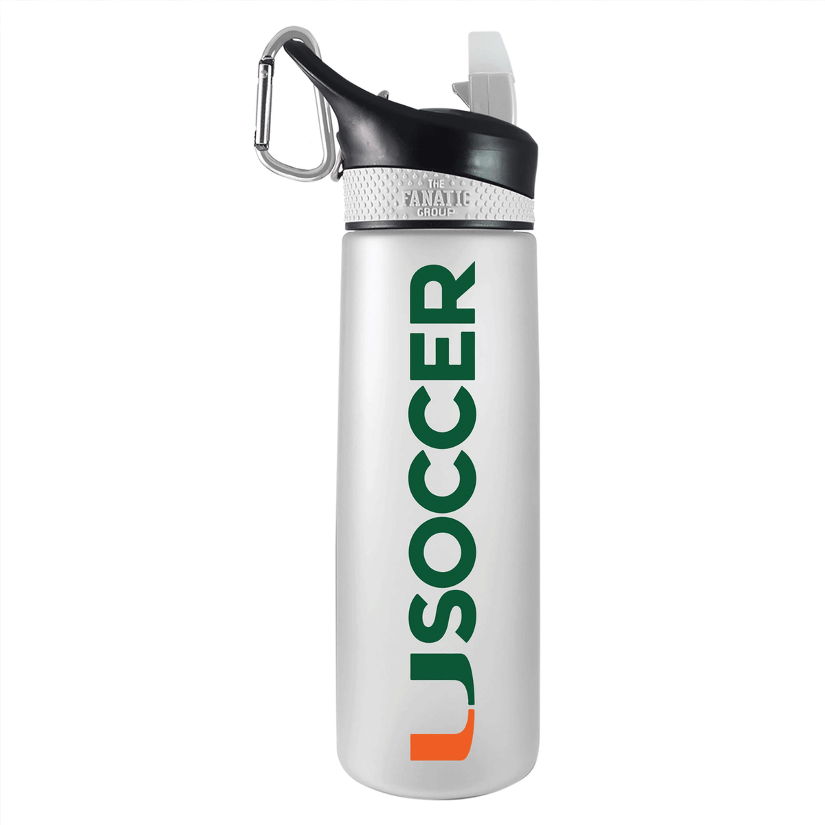 The Fanatic Group Miami Hurricanes USoccer 24oz Frosted Tritan White Bottle