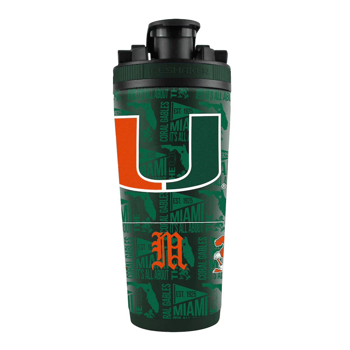 WinCraft Miami Hurricanes 26oz. Stainless Steel Ice Shaker Bottle