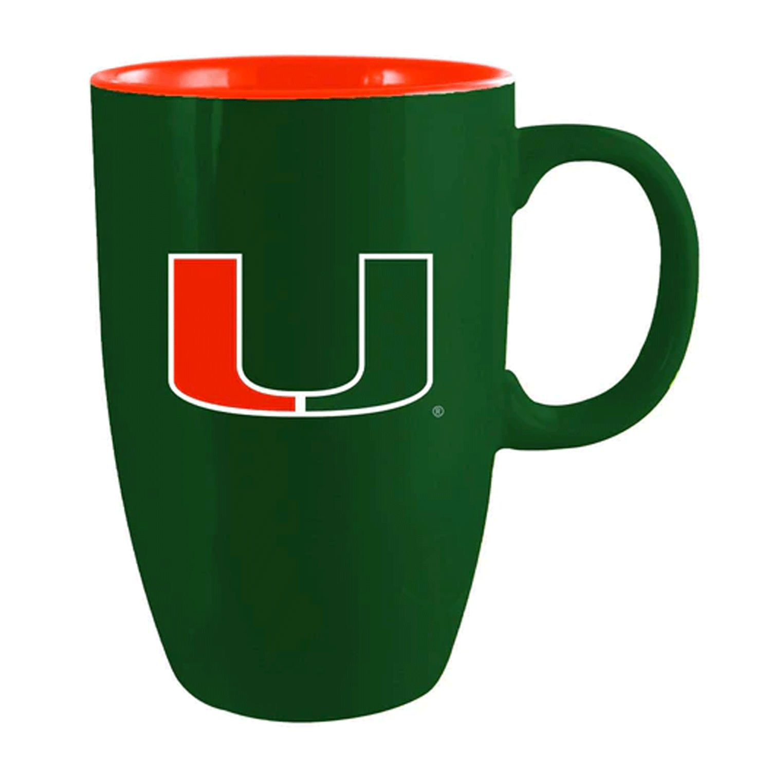 The Memory Company Miami Hurricanes Green and Orange 20 oz U Logo Ceramic Mug - Main View