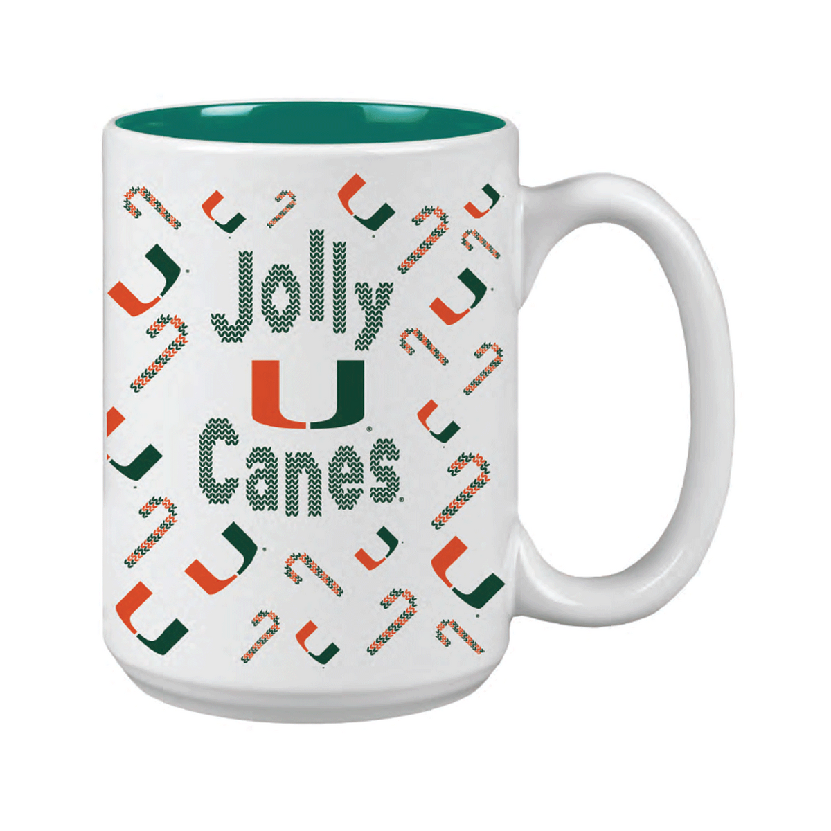 Miami Hurricanes Holiday Jolly Canes Ceramic Mug