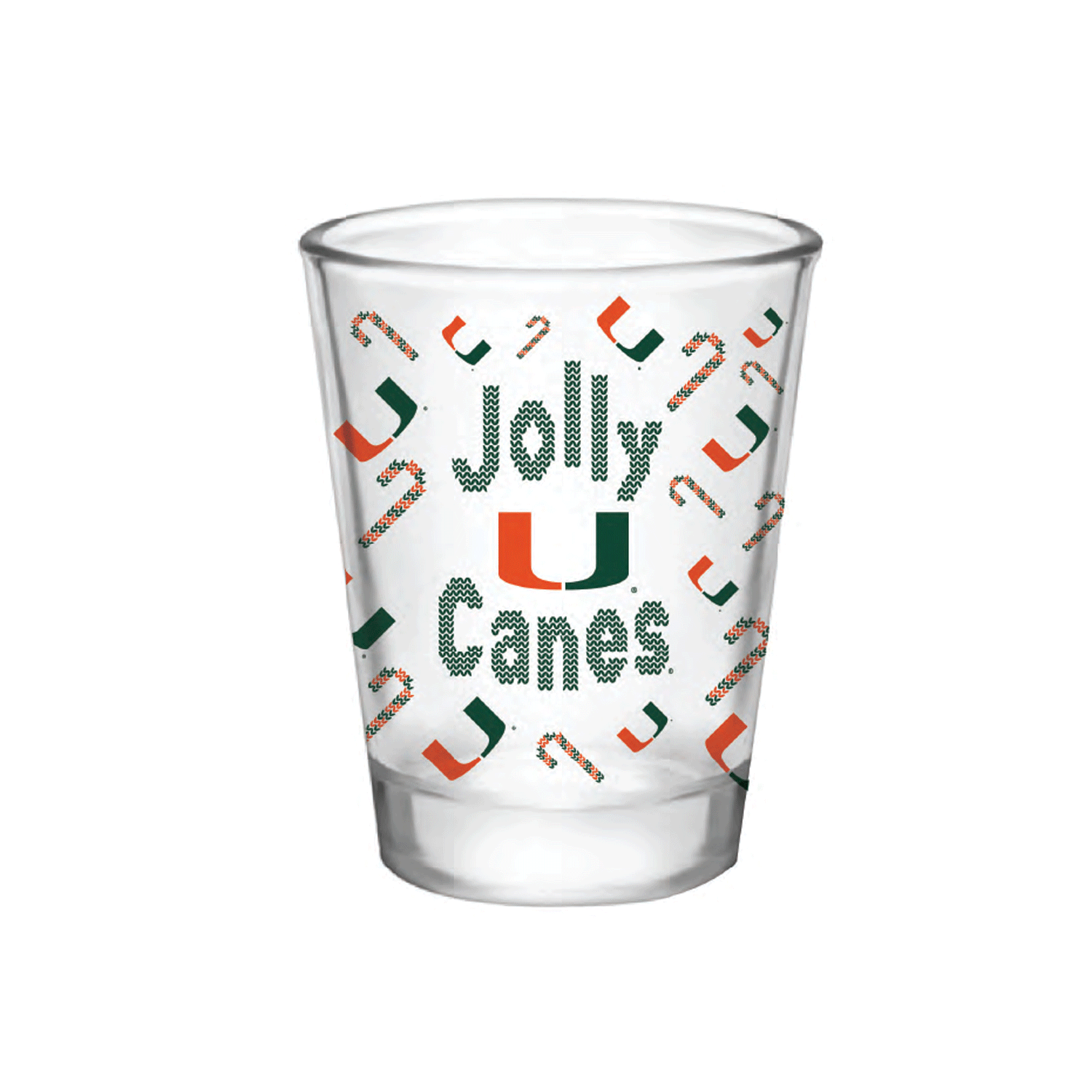 Miami Hurricanes Holiday Jolly Canes Shot Glass