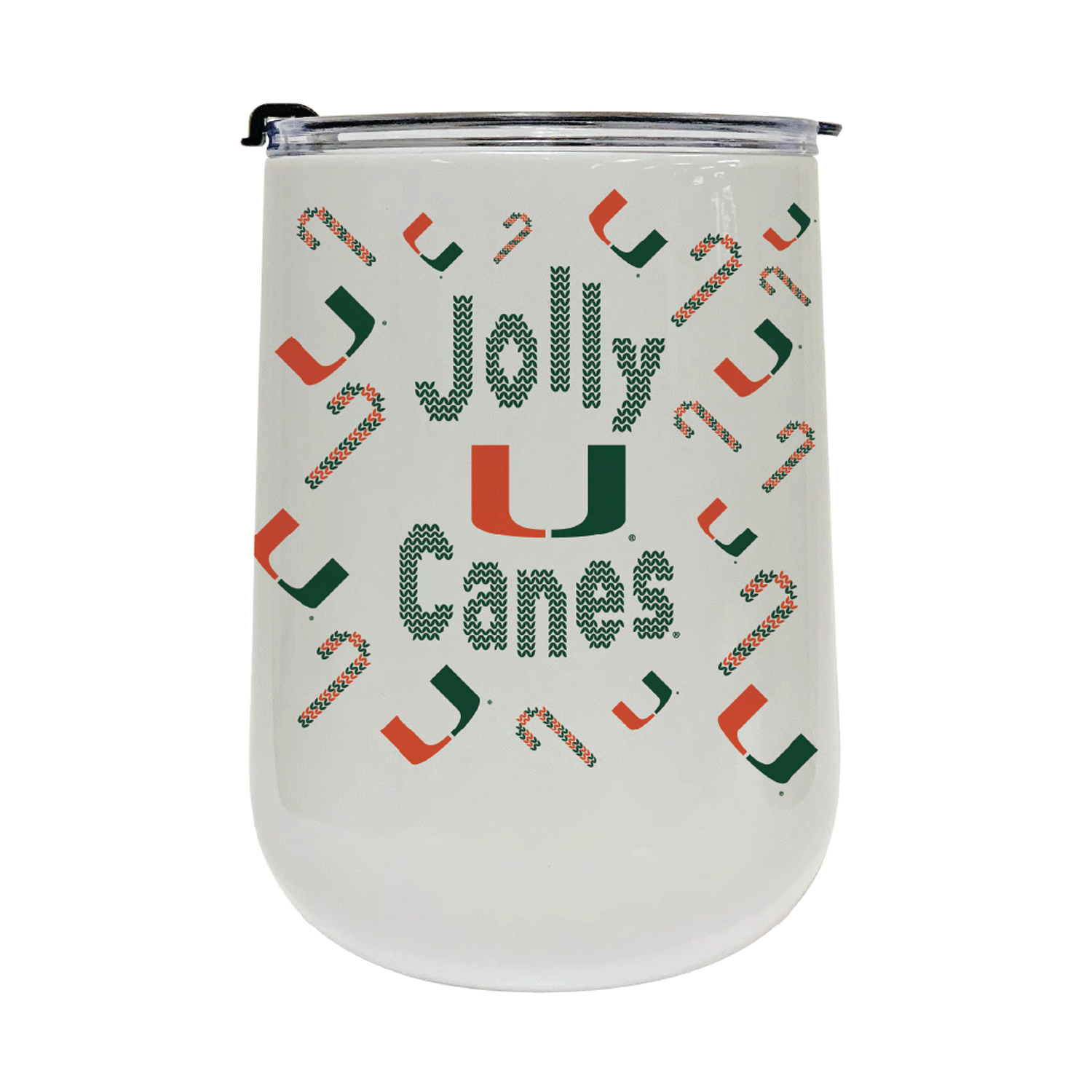 Miami Hurricanes Holiday Jolly Canes Stainless Steel Wine Tumbler