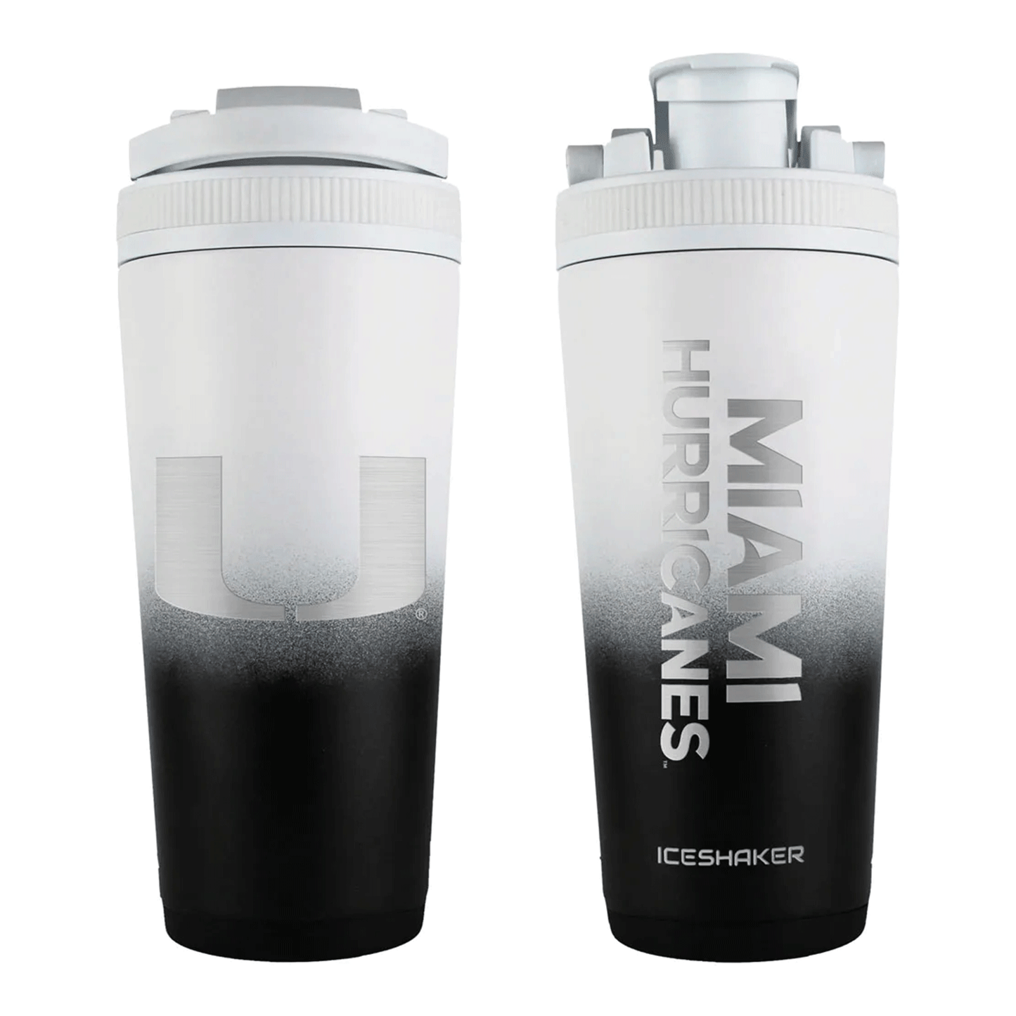 Wincraft Miami Hurricanes Black and White Fade 26 oz Ice Shaker