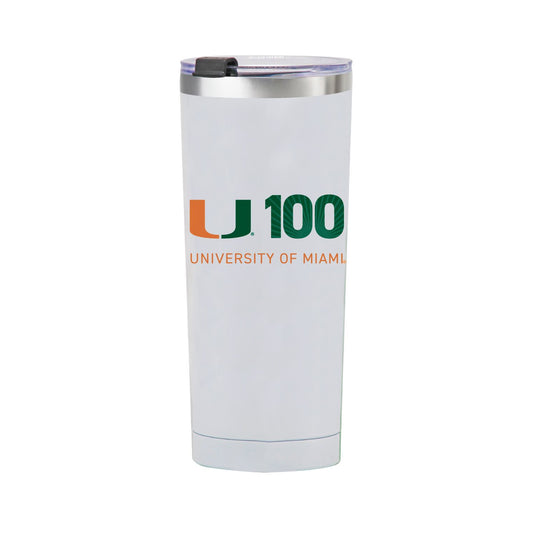 Indigo Falls Miami Hurricanes White 24oz U100 Logo Tumbler