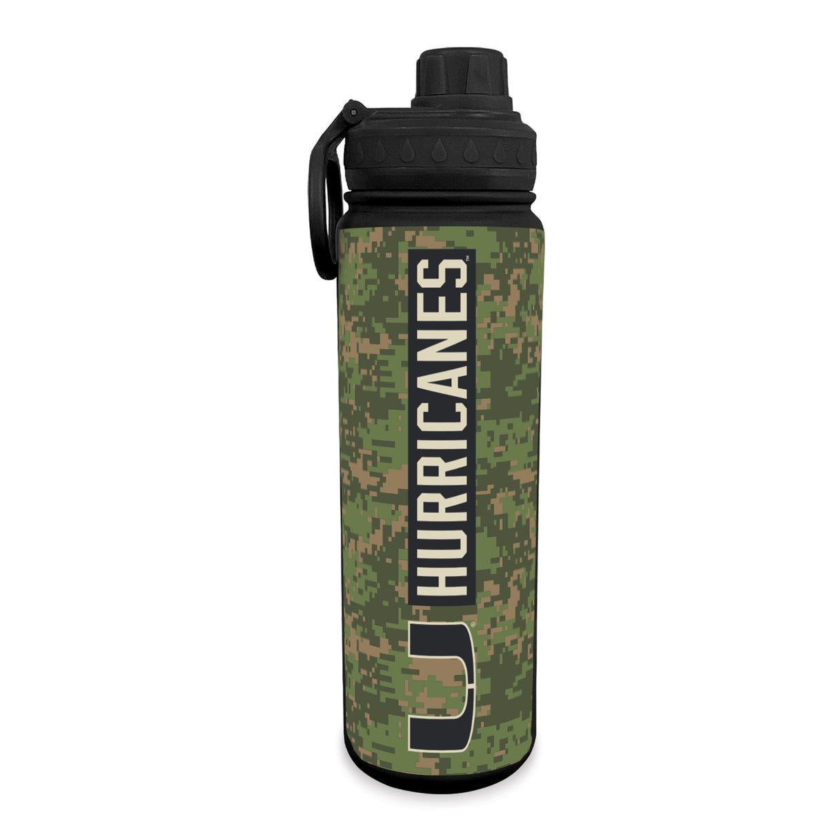 The Fanatic Group Miami Hurricanes Camo U Water Bottle