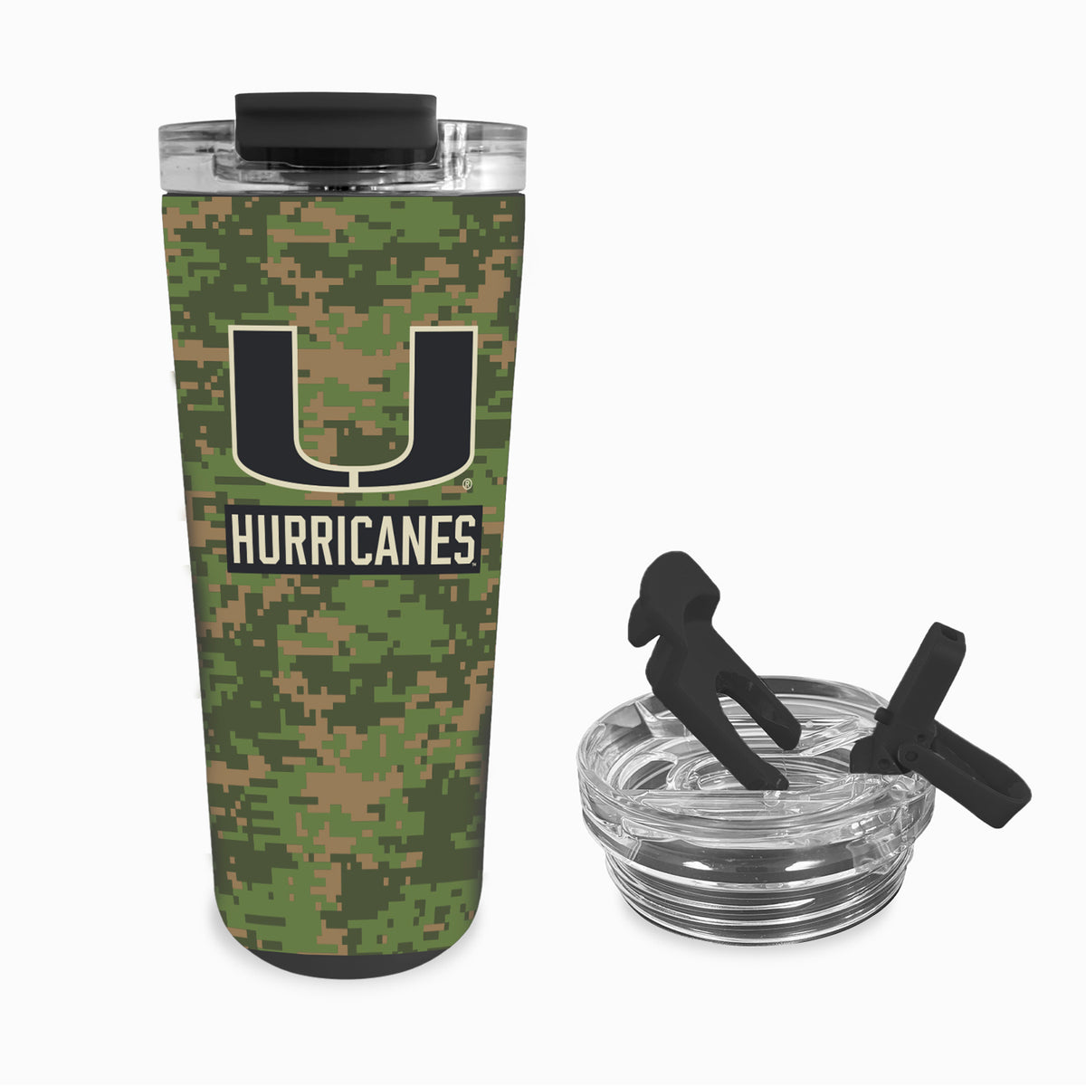 The Fanatic Group Miami Hurricanes Camo U Travel Tumbler