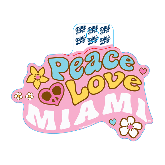 Blue 84 Miami Hurricanes Pink Peace Love Miami Sticker