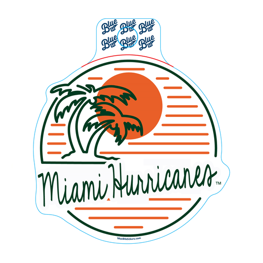 Blue 84 Miami Hurricanes White Miami Hurricanes Sunset Sticker
