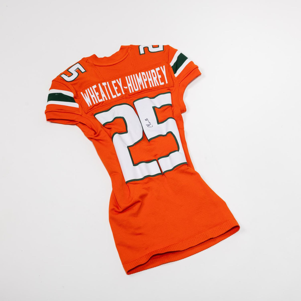 adidas Miami Hurricanes 2024 Student Athlete #25 Chris Wheatley-Humphrey Autographed Orange Game-Worn Football Jersey