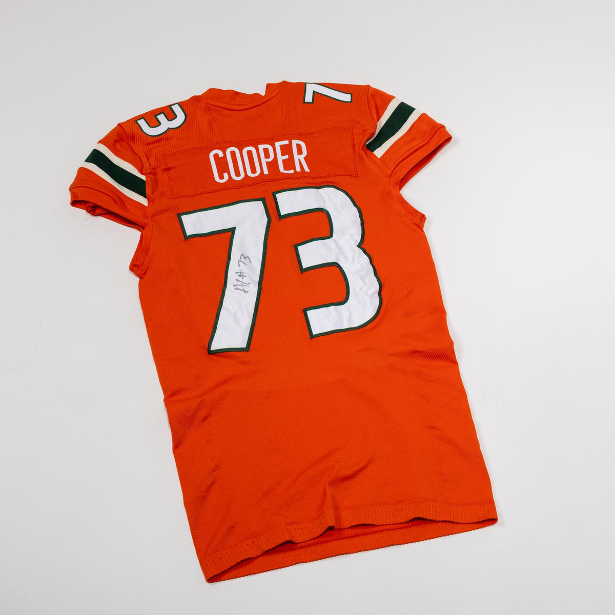 adidas Miami Hurricanes 2024 Student Athlete #73 Anez Cooper Autographed Orange Game-Worn Football Jersey