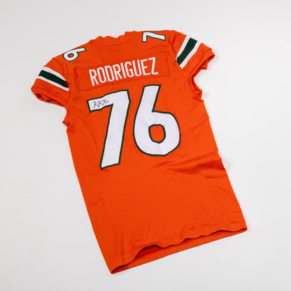 adidas Miami Hurricanes 2024 Student Athlete #76 Ryan Rodriguez Autographed Orange Game-Worn Football Jersey