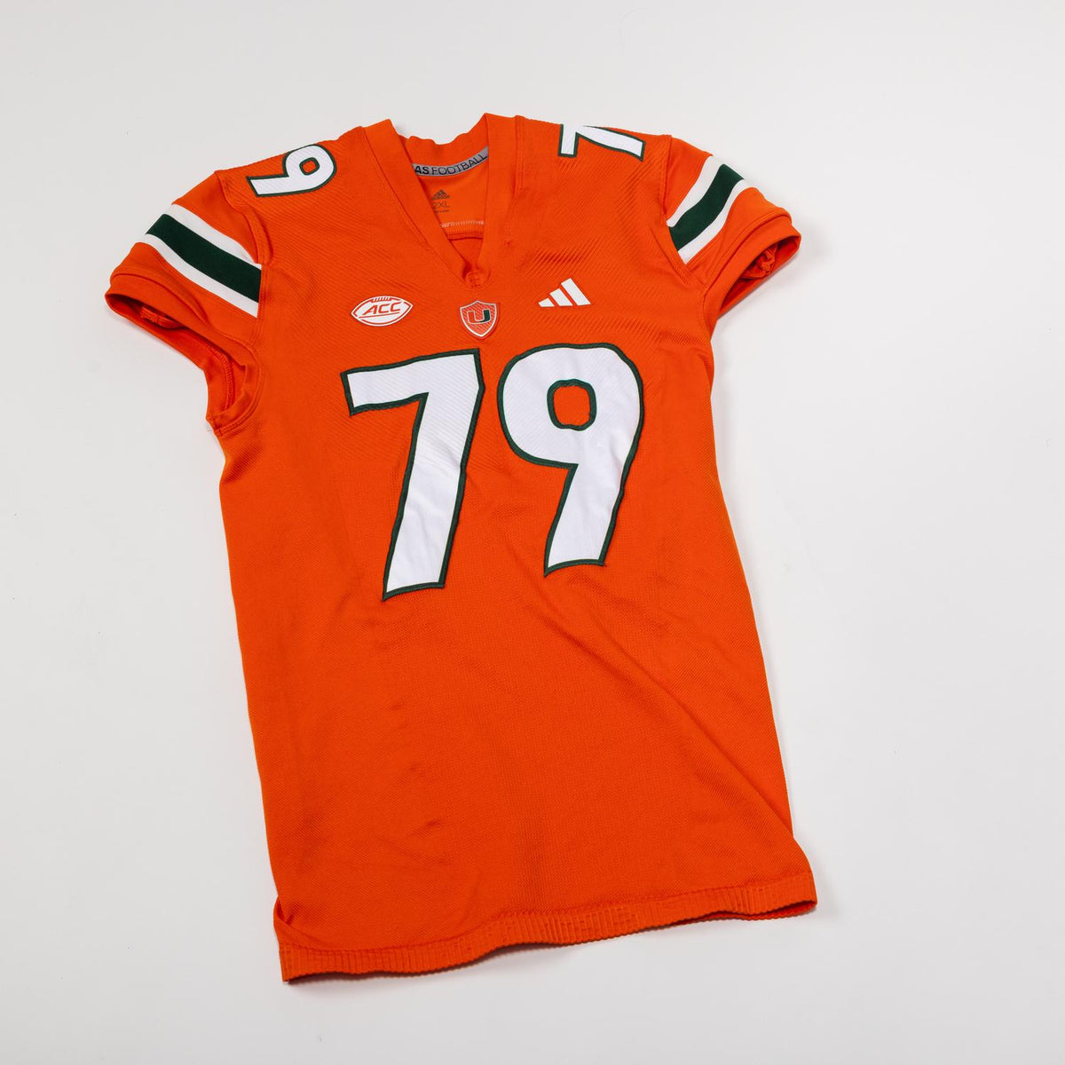 adidas Miami Hurricanes 2024 Student Athlete #79 Deryc Plazz Autographed Orange Game-Worn Football Jersey