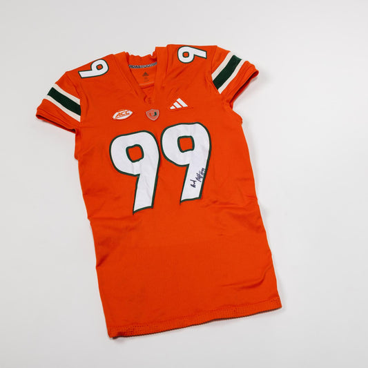 adidas Miami Hurricanes 2024 Student Athlete #99 Ahmad Moten Autographed Orange Game-Worn Football Jersey