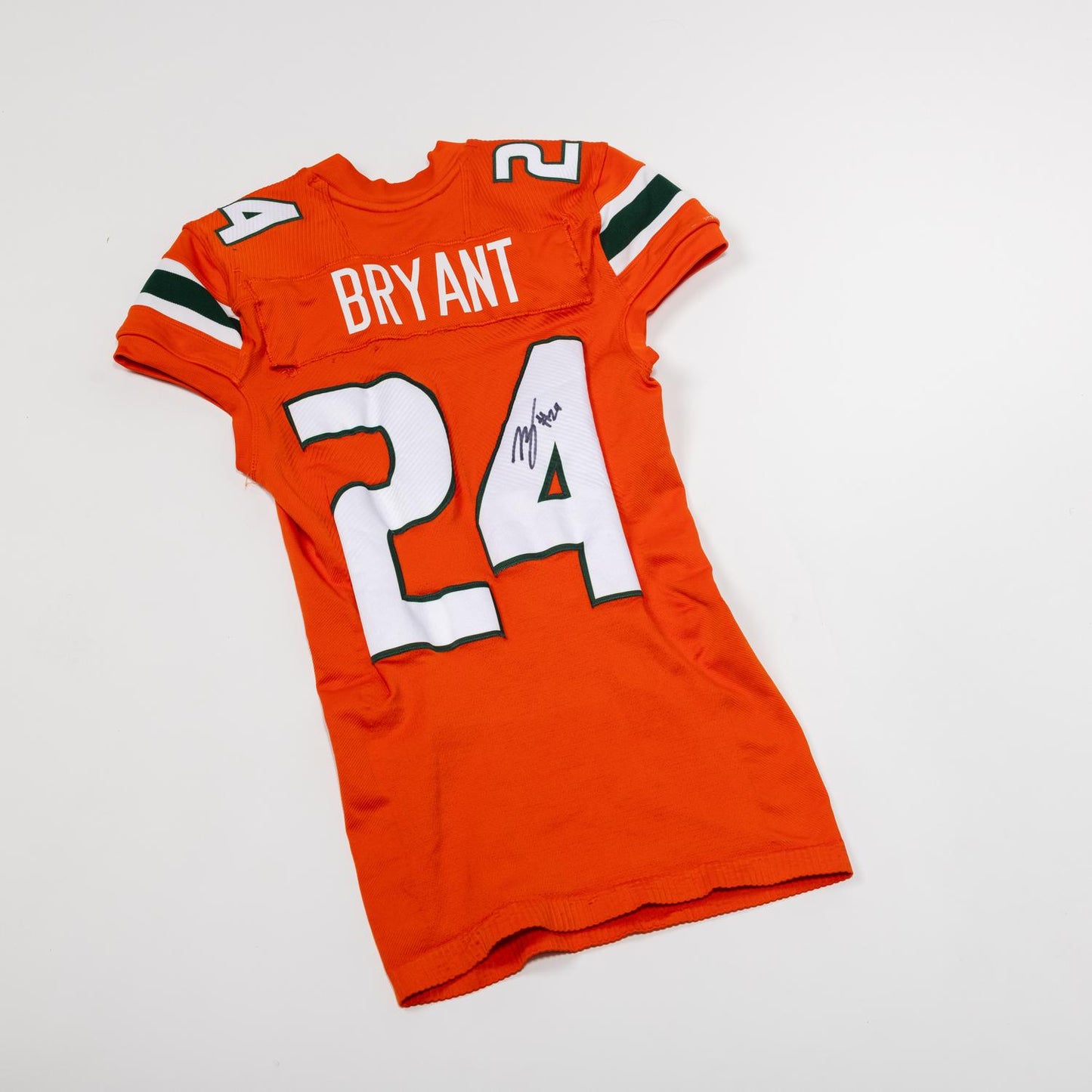adidas Miami Hurricanes 2024 Student Athlete #24 Malik Bryant Autographed Orange Game-Worn Football Jersey