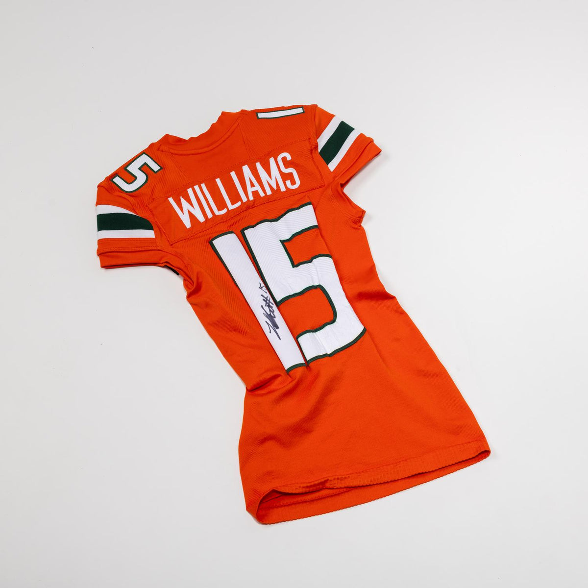 adidas Miami Hurricanes 2024 Student Athlete #15 Markeith Williams  Autographed Orange Game-Worn Football Jersey