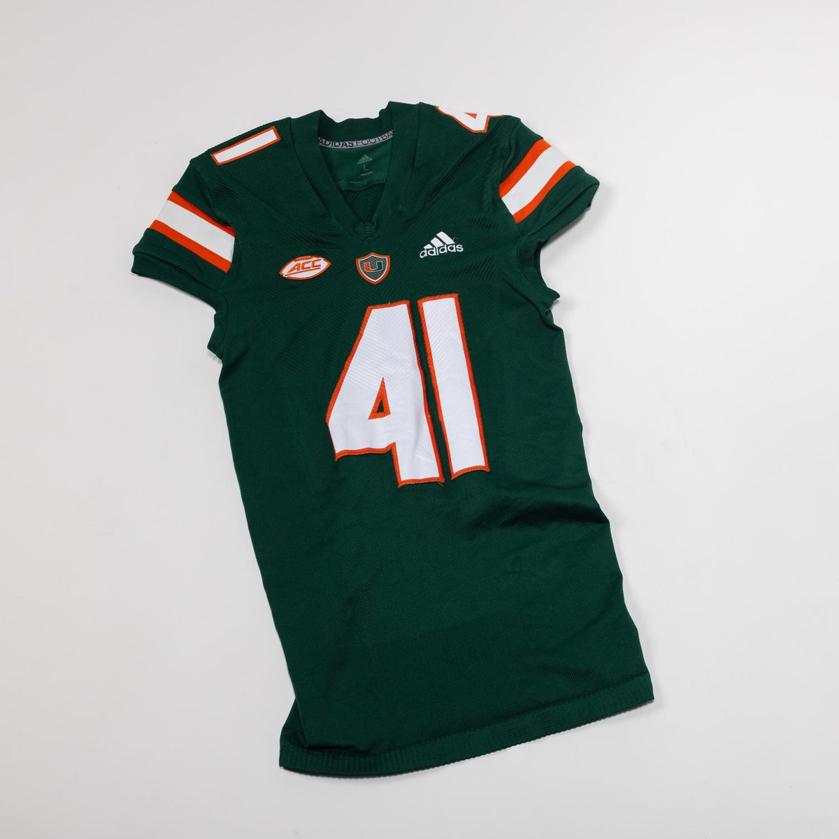 adidas Miami Hurricanes 2023 Student Athlete #41 Chase Smith Autographed Green Game-Worn Football Jersey