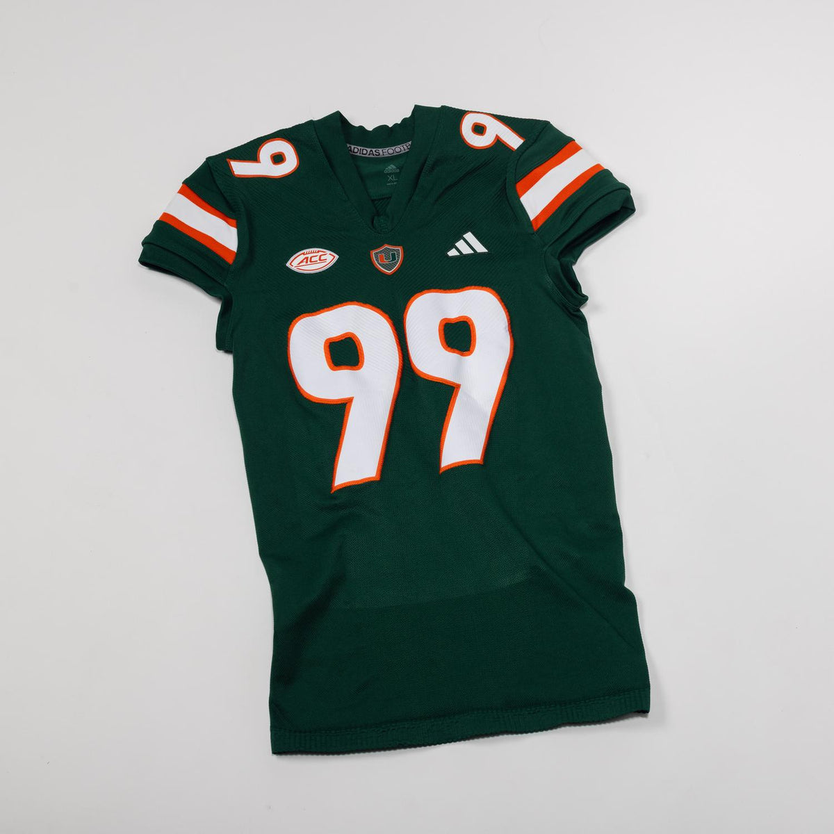 adidas Miami Hurricanes 2023 Student Athlete #99 Ahmad Moten Autographed Green Game-Worn Football Jersey