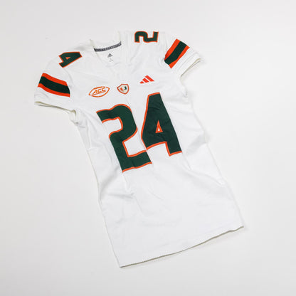 adidas Miami Hurricanes 2023 Student Athlete #24 Malik Bryant Autographed White Game-Worn Football Jersey