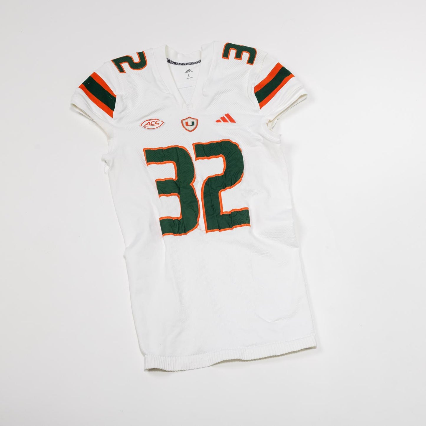 adidas Miami Hurricanes 2023 Student Athlete #32 Raul Aguirre Autographed White Game-Worn Football Jersey