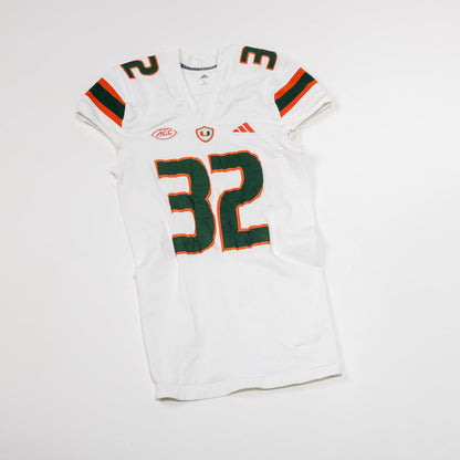 adidas Miami Hurricanes 2023 Student Athlete #32 Raul Aguirre Autographed White Game-Worn Football Jersey