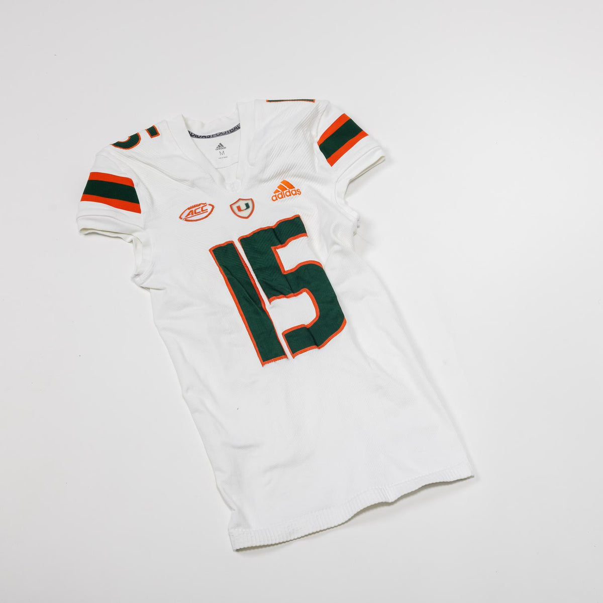 adidas Miami Hurricanes 2023 Student Athlete #15 Markeith Williams  Autographed White Game-Worn Football Jersey
