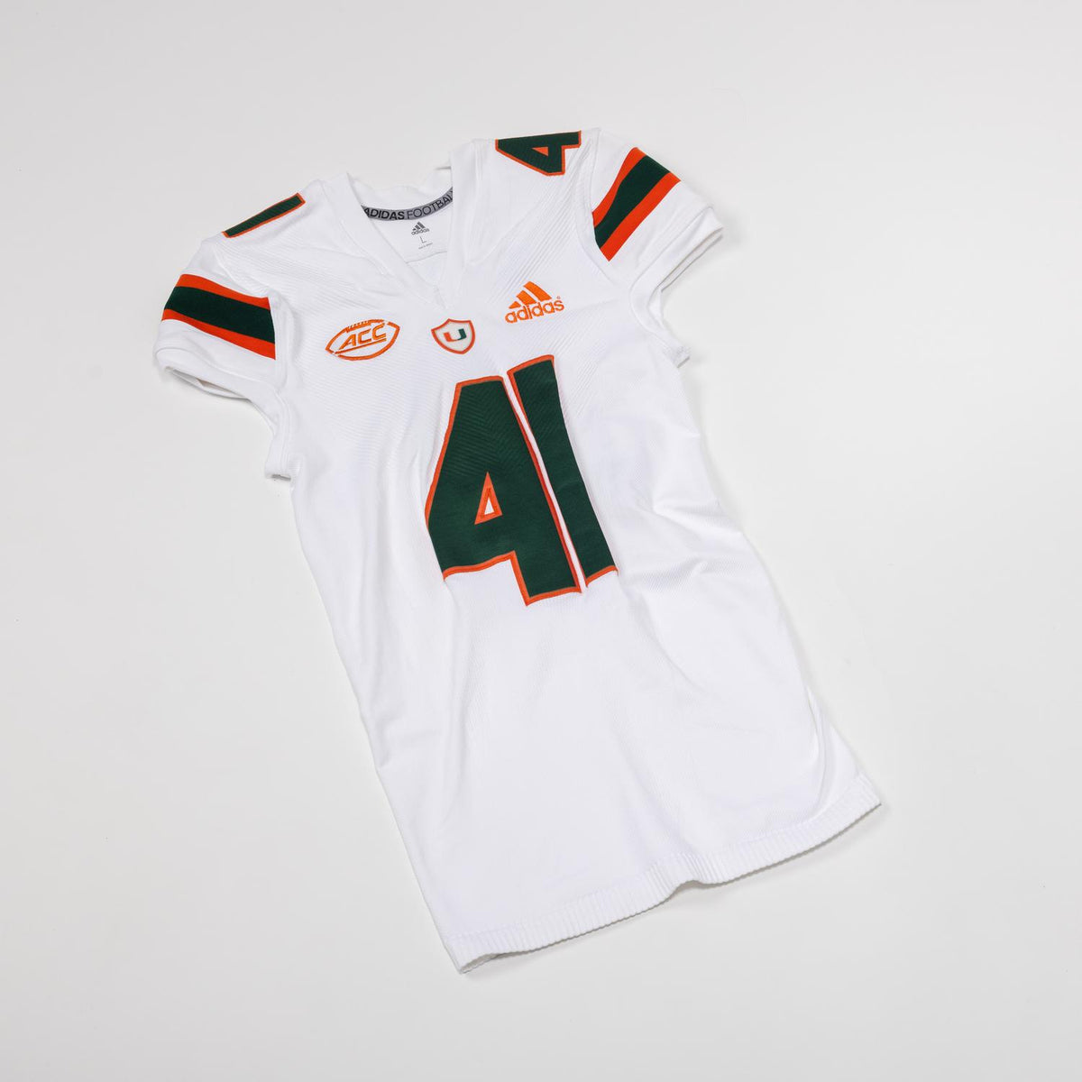 adidas Miami Hurricanes 2023 Student Athlete #41 Chase Smith Autographed White Game-Worn Football Jersey
