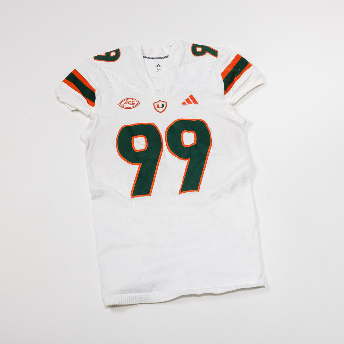adidas Miami Hurricanes 2023 Student Athlete #99 Ahmad Moten Autographed White Game-Worn Football Jersey