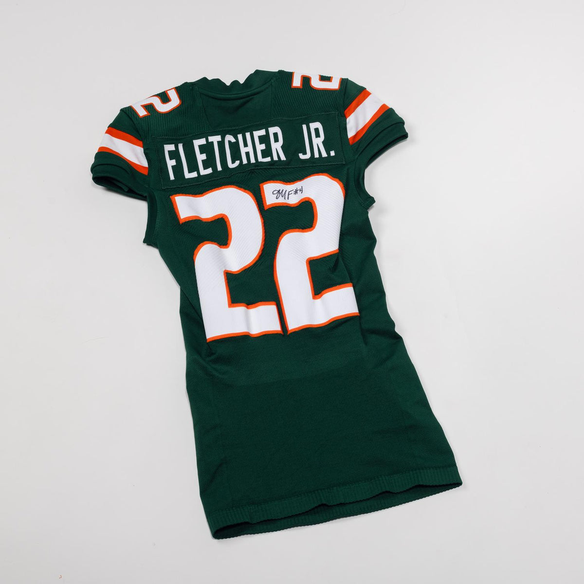 adidas Miami Hurricanes 2023 Student Athlete #22 Mark Fletcher Autographed Green Game-Worn Football Jersey