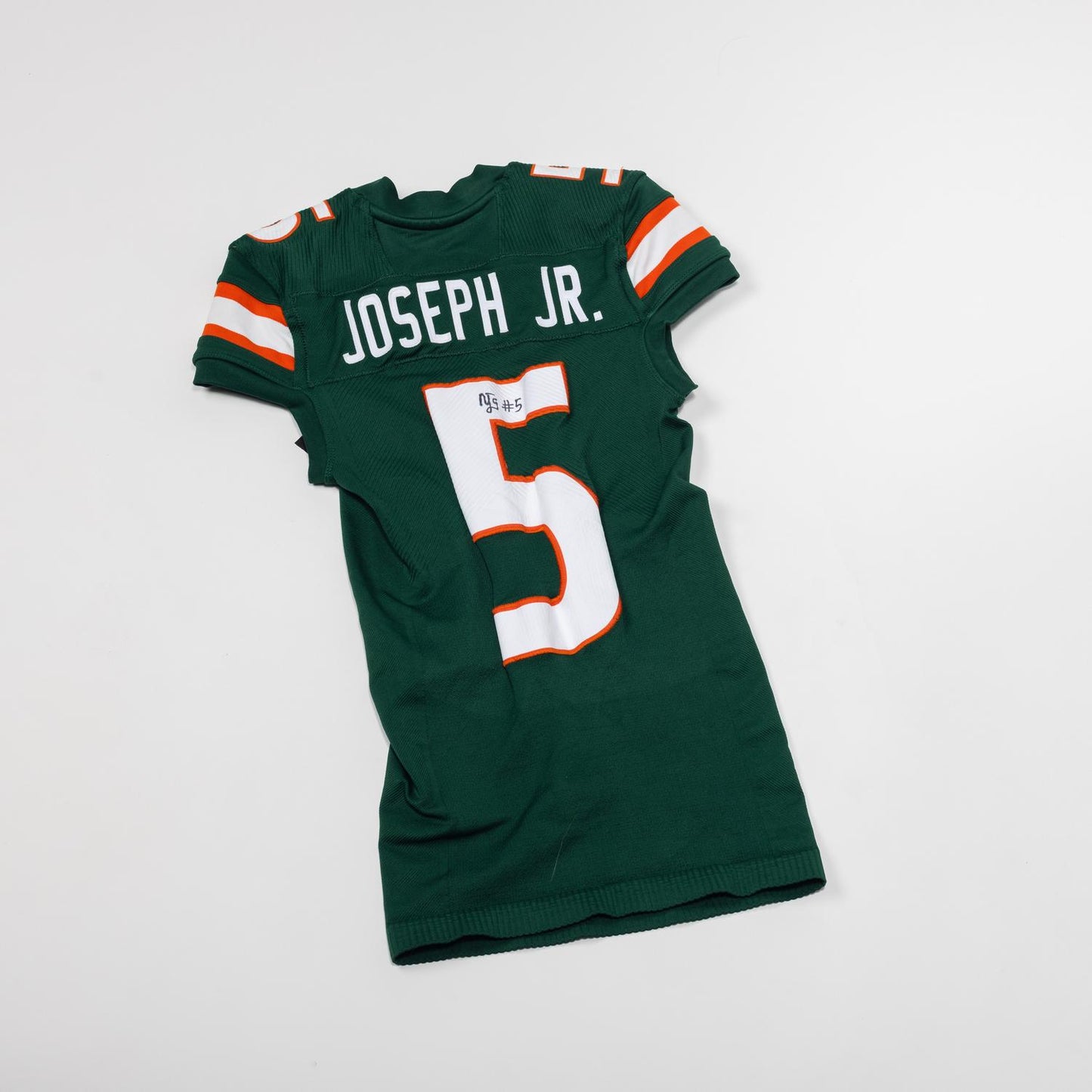 adidas Miami Hurricanes 2023 Student Athlete #5 Ray Ray Joseph Autographed Green Game-Worn Football Jersey