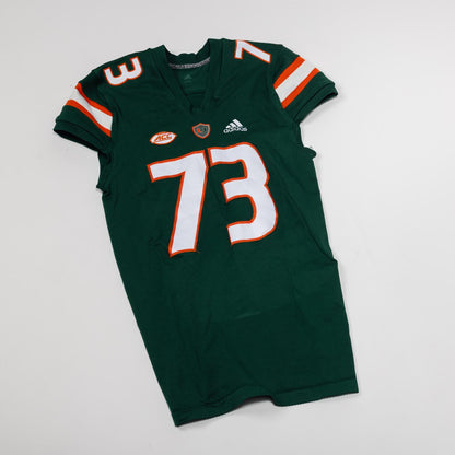 adidas Miami Hurricanes 2023 Student Athlete #73 Anez Cooper Autographed Green Game-Worn Football Jersey