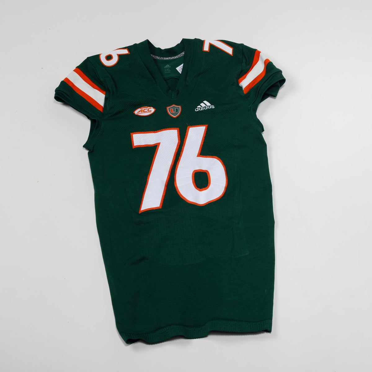 adidas Miami Hurricanes 2023 Student Athlete #76 Ryan Rodriguez Autographed Green Game-Worn Football Jersey
