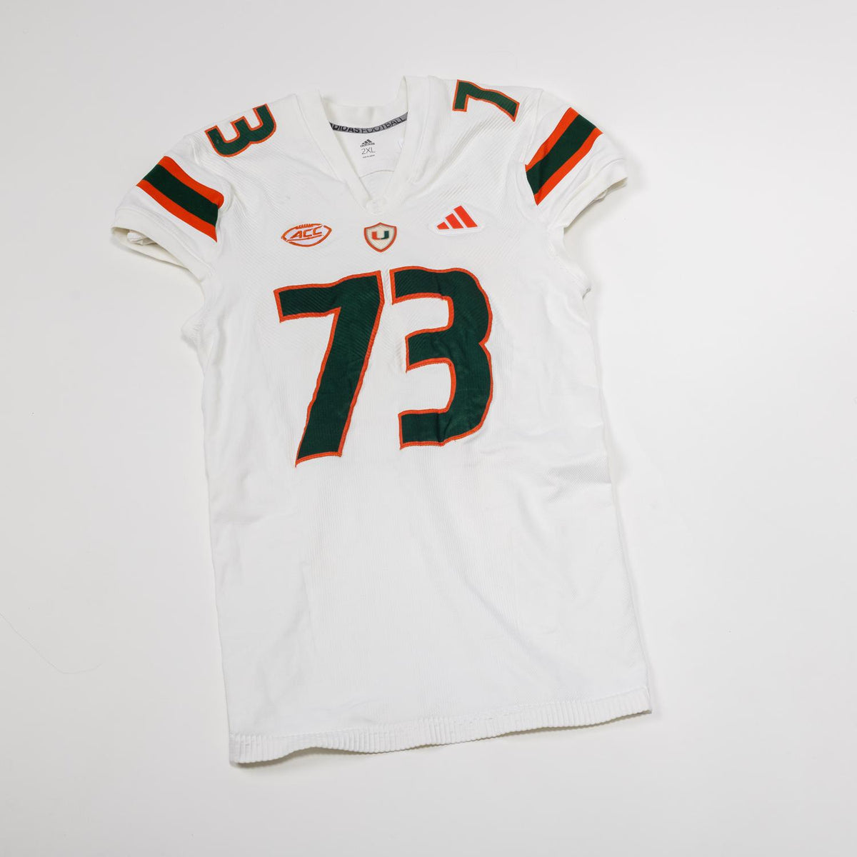 adidas Miami Hurricanes 2024 Student Athlete #73 Anez Cooper Autographed White Game-Worn Football Jersey