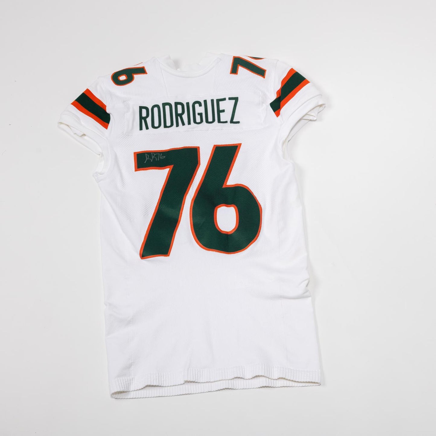 adidas Miami Hurricanes 2024 Student Athlete #76 Ryan Rodriguez Autographed White Game-Worn Football Jersey