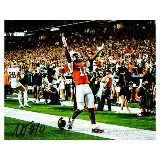 University of Miami Miami Hurricanes Student Athlete #10 Malachi Toney 8"X10" First TD against ND Autographed Photo