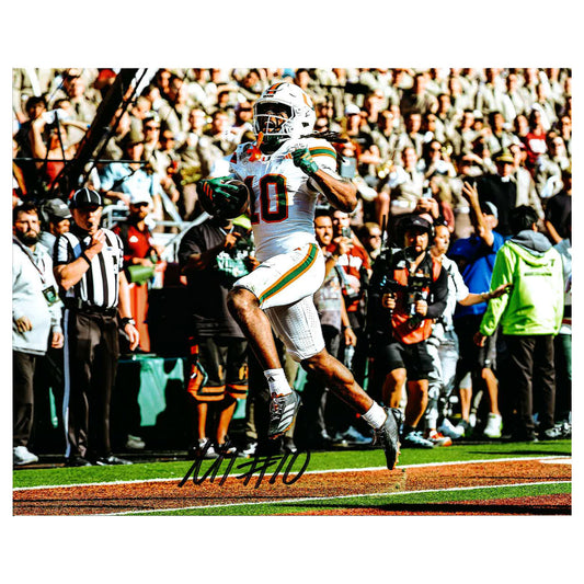 University of Miami Miami Hurricanes Student Athlete #10 Malachi Toney 8"X10" Texas A&M Winning Touchdown Autographed Photo