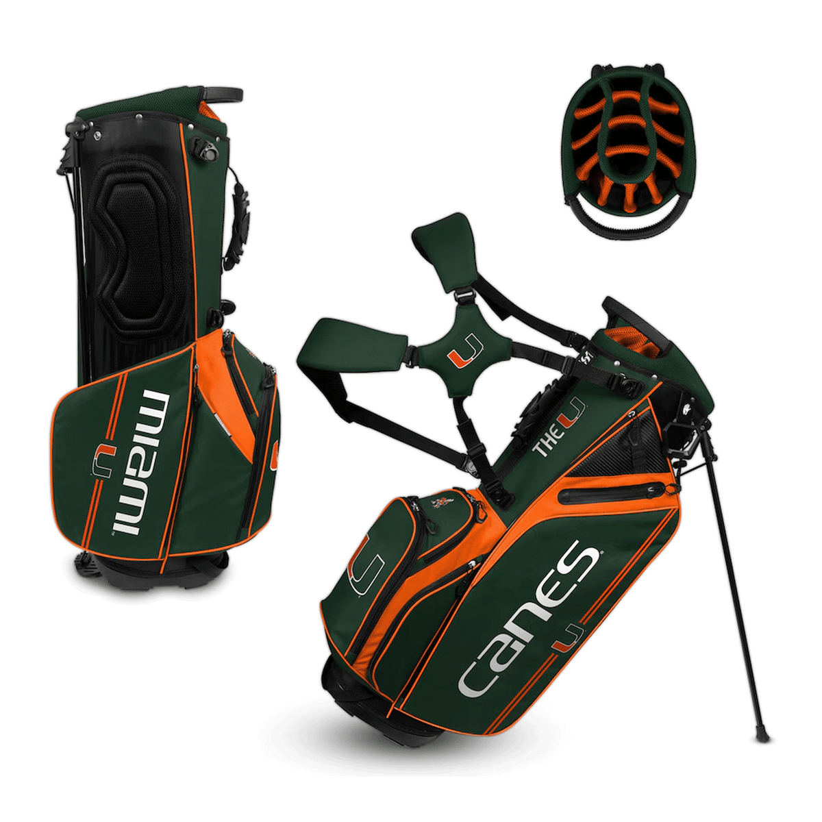 WinCraft Miami Hurricanes Green Caddie Carry Golf Bag